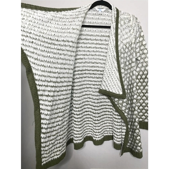 Time And Tru Flyaway Cardigan Sweater Open Front Chunky Knit Olive Green… - Picture 6 of 14